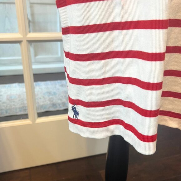 Ralph Lauren Sport Red White Striped Cord Tie V Neck Nautical Dress S - Picture 3 of 5